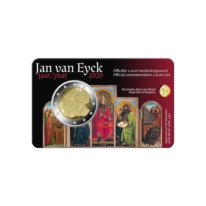 Awers monety Belgia 2 euro 2020 Jan van Eyck wersja francuska
