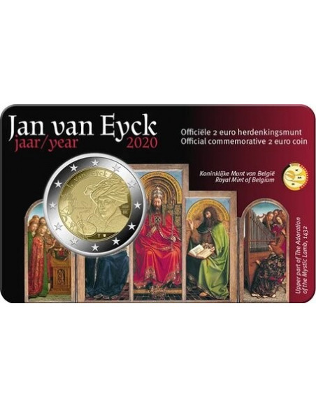 Awers monety Belgia 2 euro 2020 Jan van Eyck wersja francuska