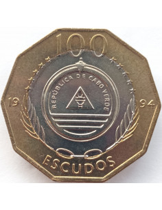 Awers monety Wyspy Zielonego Przylądka 100 Eskudo 1994 Rośliny Aeonium gorgoneum /jasny pierścień/