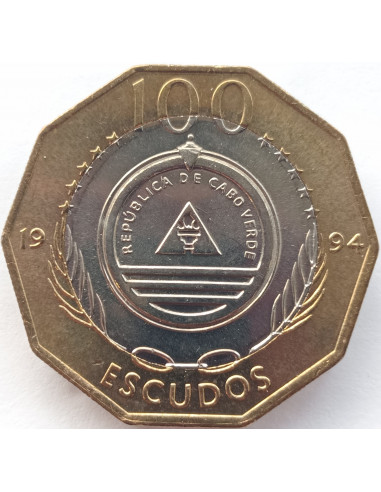 Awers monety Wyspy Zielonego Przylądka 100 Eskudo 1994 Rośliny Aeonium gorgoneum /jasny pierścień/