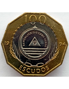 Awers monety Wyspy Zielonego Przylądka 100 Eskudo 1994 Ptaki Skowronek wyspowy 2