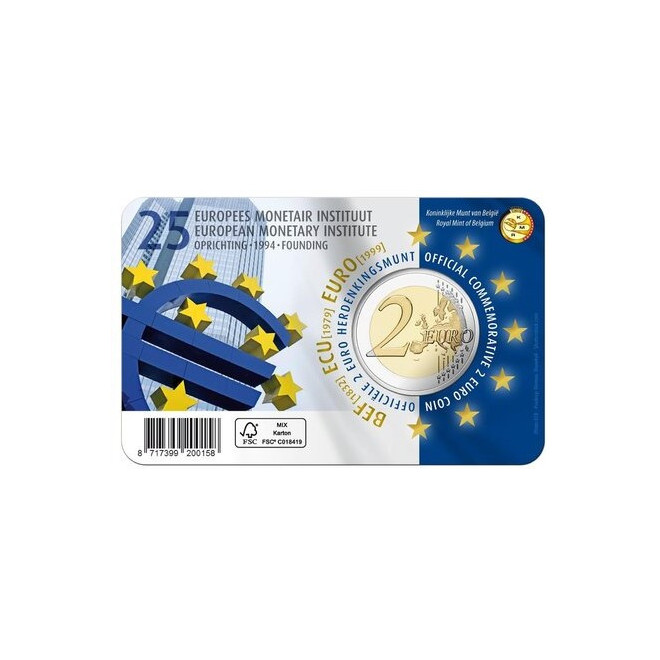 Rewers monety Belgia 2 euro 2019 Europejski Instytut Walutowy wersja francuska