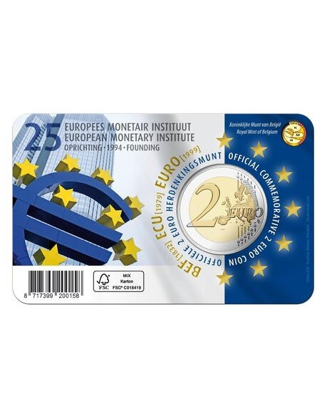 Rewers monety Belgia 2 euro 2019 Europejski Instytut Walutowy wersja francuska