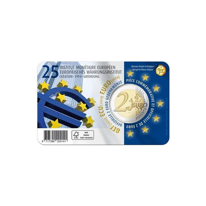Rewers monety Belgia 2 euro 2019 Europejski Instytut Walutowy wersja niderlandzka