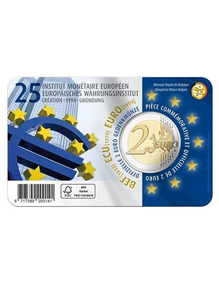 Rewers monety Belgia 2 euro 2019 Europejski Instytut Walutowy wersja niderlandzka