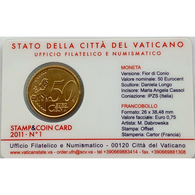 Rewers monety Watykan 50 Euro Cent 2011