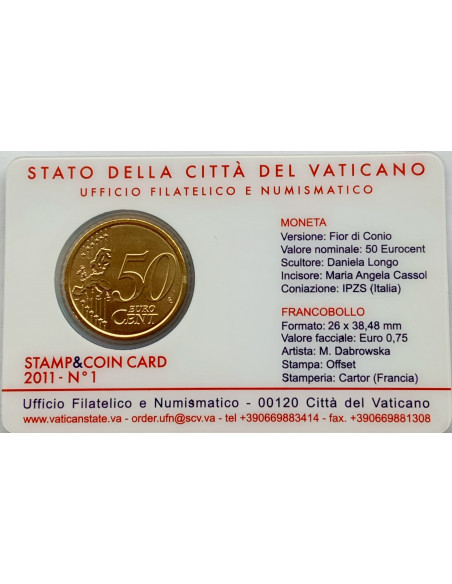 Rewers monety Watykan 50 Euro Cent 2011