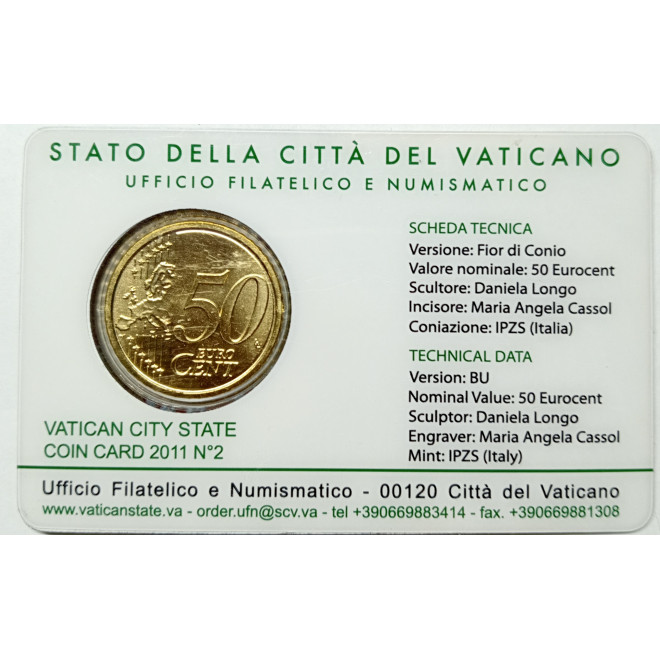Rewers monety Watykan 50 Euro Cent 2011