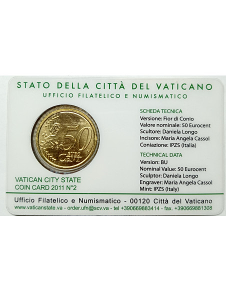 Rewers monety Watykan 50 Euro Cent 2011