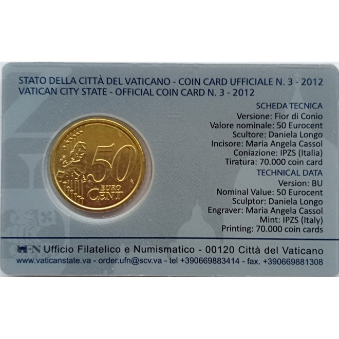 Rewers monety Watykan 50 Euro Cent 2012
