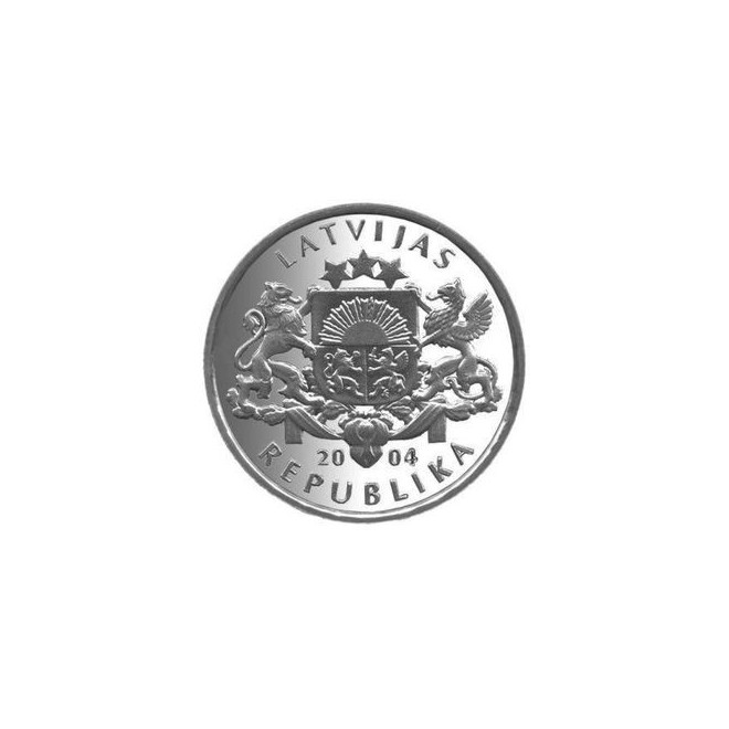 Awers monety Łotwa 1 Łat 2004 Spriditis z łopatą
