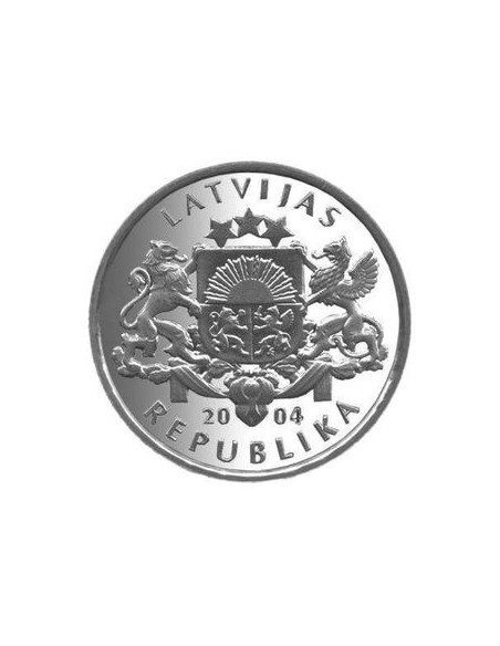 Awers monety Łotwa 1 Łat 2004 Spriditis z łopatą