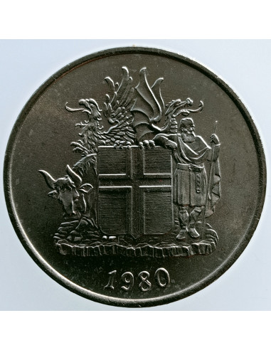 Awers monety Islandia 5 Koron 1980