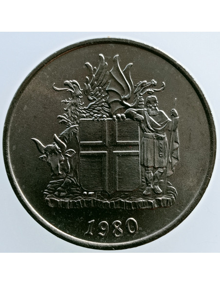 Awers monety Islandia 5 Koron 1980