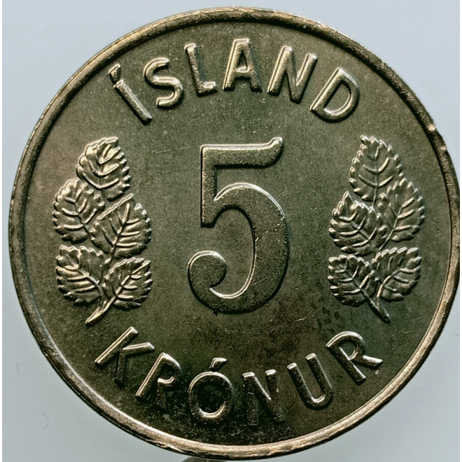 Rewers monety Islandia 5 Koron 1980