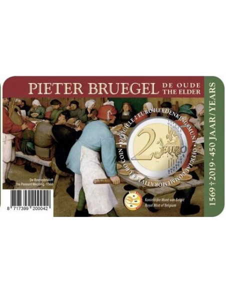 Rewers monety Belgia 2 euro 2019 Pieter Bruegel Starszy wersja niderlandzka