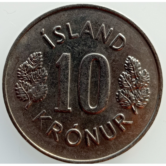 Rewers monety Islandia 10 Koron 1978 herb