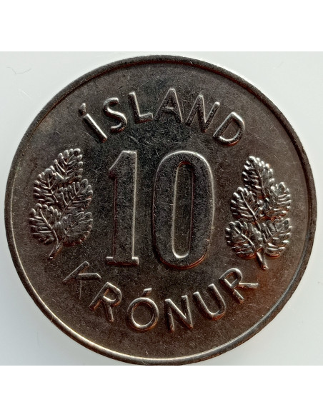 Rewers monety Islandia 10 Koron 1978 herb