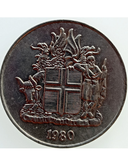 Awers monety Islandia 10 Koron 1980 herb