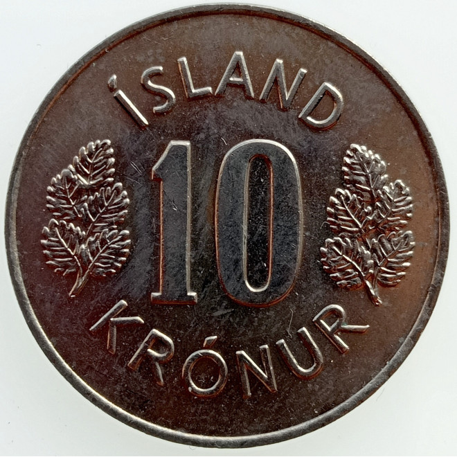 Rewers monety Islandia 10 Koron 1980 herb