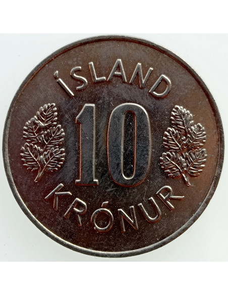 Rewers monety Islandia 10 Koron 1980 herb
