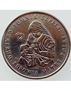 Awers monety 100 Złotych Pomnik Szpital Centrum Zdrowia Matki Polki