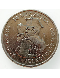 Awers monety 100 Złotych 1988 70. rocznica Powstania Wielkopolskiego