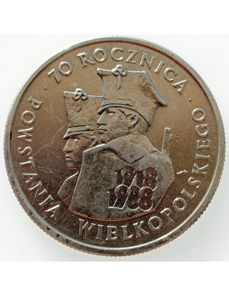 Awers monety 100 Złotych 1988 70. rocznica Powstania Wielkopolskiego