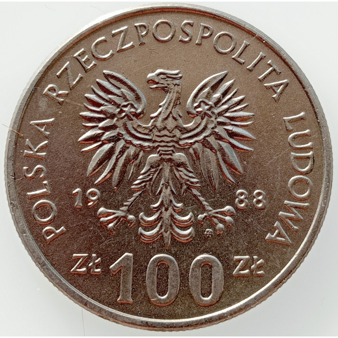 Rewers monety 100 Złotych 1988 70. rocznica Powstania Wielkopolskiego