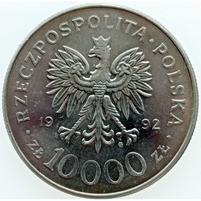 Rewers monety 10 000 Złotych 1992 Władysław III Warneńczyk