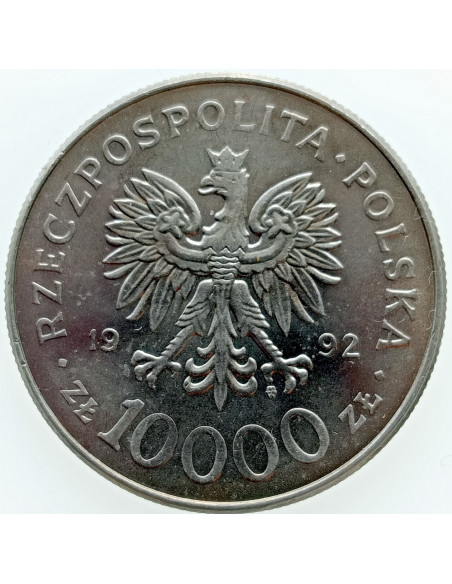 Rewers monety 10 000 Złotych 1992 Władysław III Warneńczyk