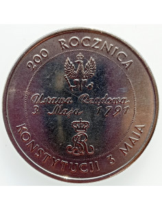 Awers monety 10 000 Złotych 1991 200. rocznica Konstytucji 3 Maja