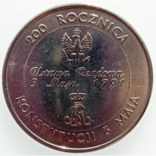 Awers monety 10 000 Złotych 1991 200. rocznica Konstytucji 3 Maja