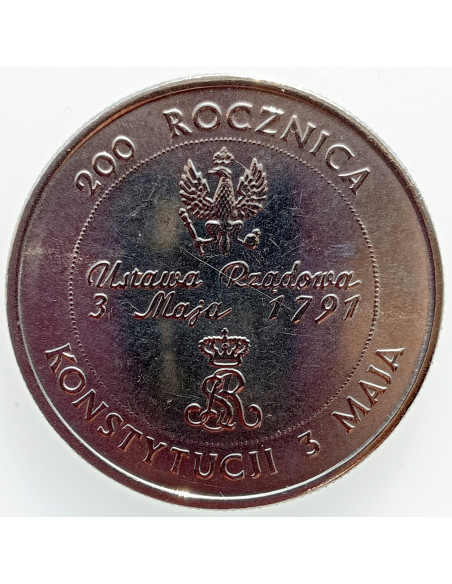 Awers monety 10 000 Złotych 1991 200. rocznica Konstytucji 3 Maja
