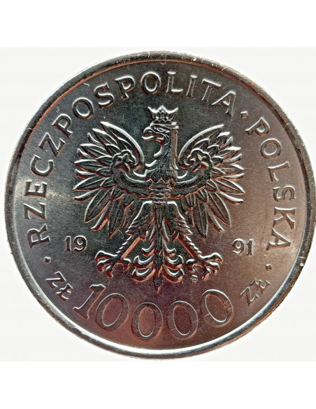 Rewers monety 10 000 Złotych 1991 200. rocznica Konstytucji 3 Maja