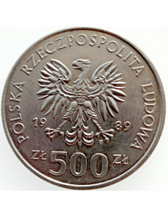 Awers monety 500 Złotych 1989 50 rocznica Wojny Obronnej 2
