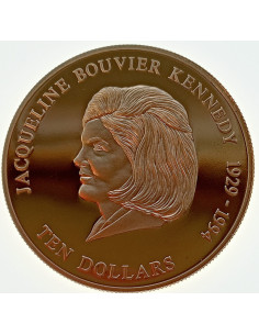 Awers monety Liberia 10 Dolarów 2001 Jacqueline Bouvier Kennedy