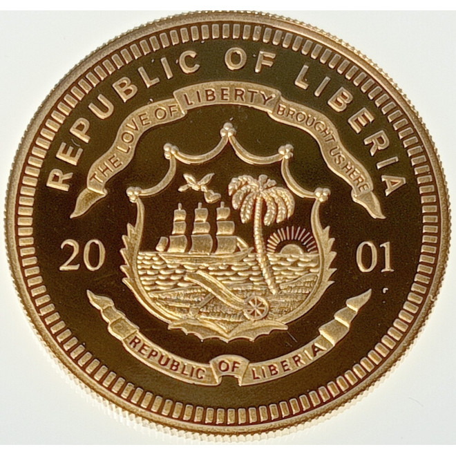 Rewers monety Liberia 10 Dolarów 2001 Jacqueline Bouvier Kennedy