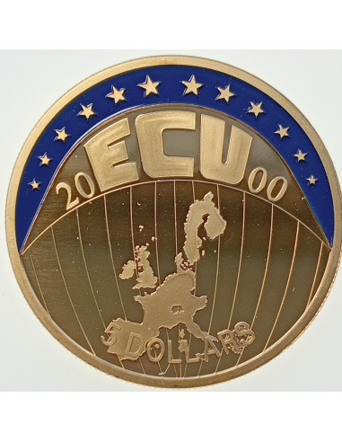 Awers monety Liberia 5 Dolarów 2000 ECU Unia Europejska