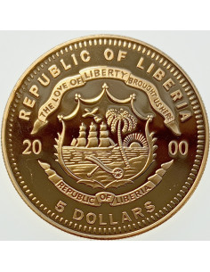 Awers monety Liberia 5 Dolarów 2000 ECU Unia Europejska 2
