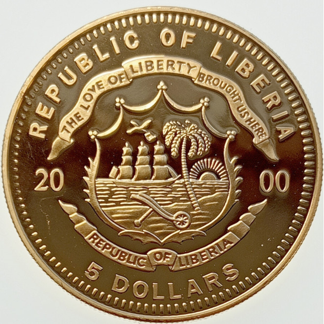 Rewers monety Liberia 5 Dolarów 2000 ECU Unia Europejska