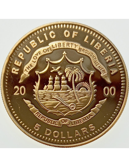 Rewers monety Liberia 5 Dolarów 2000 ECU Unia Europejska