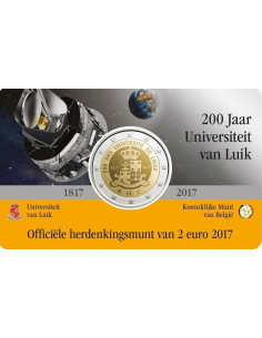Awers monety Belgia 2 euro 2017 200 lat istnienia uniwersytetu w Liege wersja niderlandzka