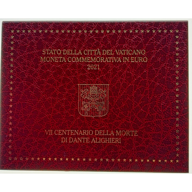 Rewers monety Watykan 2 euro 2021 700 rocznica śmierci Dante Alighieri