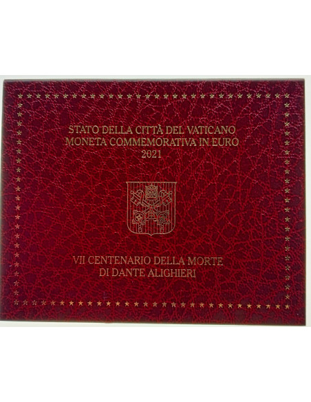 Rewers monety Watykan 2 euro 2021 700 rocznica śmierci Dante Alighieri