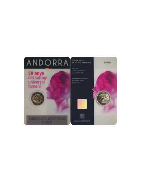 Rewers monety Andora 2 euro 2020 50‑lecie powszechnych praw wyborczych dla kobiet