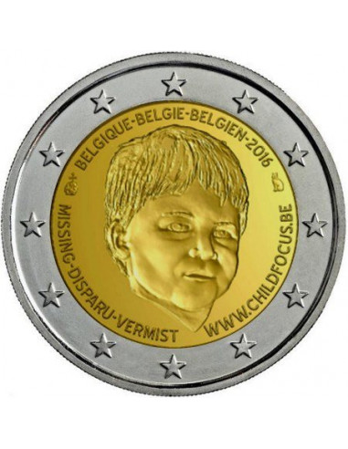 Awers monety 2 euro 2016 Belgijska fundacja dla dzieci zaginionych i krzywdzonych