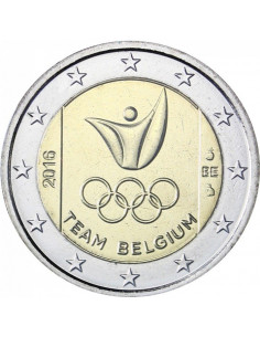 Awers monety Belgia 2 euro 2016 Belgijska drużyna letnich igrzysk olimpijskich Rio de Janeiro 2016