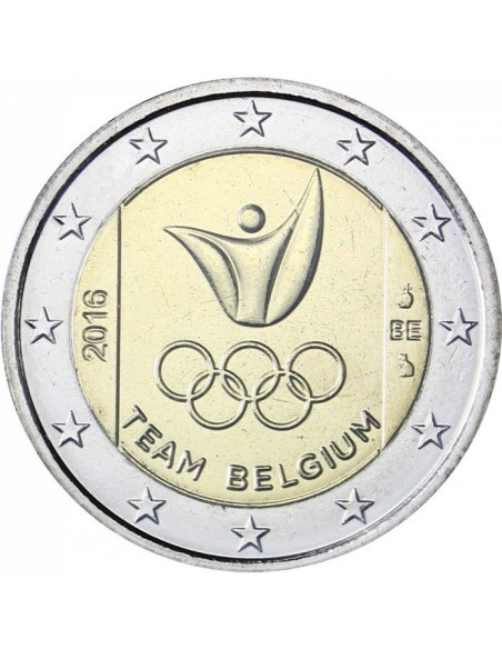 Awers monety Belgia 2 euro 2016 Belgijska drużyna letnich igrzysk olimpijskich Rio de Janeiro 2016