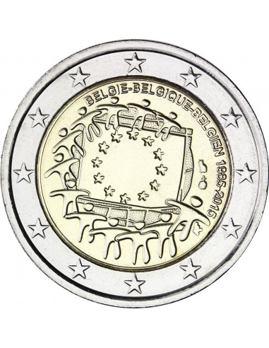 Awers monety Belgia 2 euro 2015 30lecie istnienia flagi europejskiej Belgia